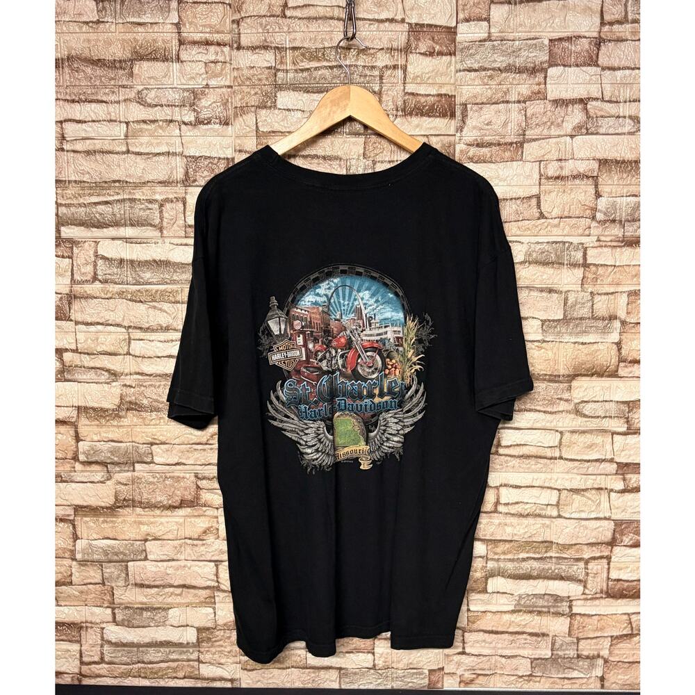 Vintage Harley Davidson Size 2XL St Charles Black Biker - Picture 4 of 4